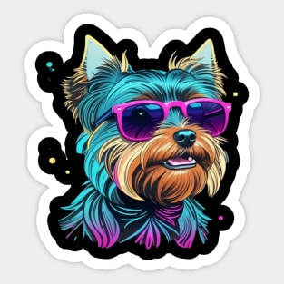 Cool Yorkie with Sunglasses Sticker